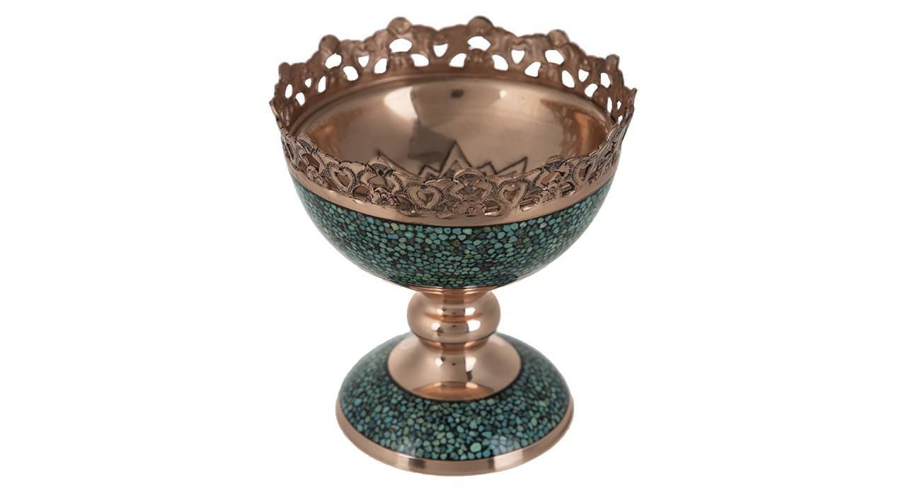 Iranian Turquoise Handicraft Copper Bowl 13 CM Height,Turquoise hand,Turquoise blue stone,Turquoise souvenir