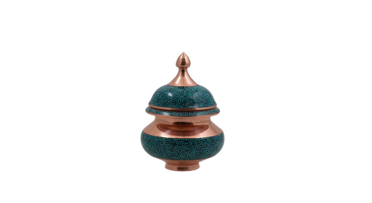Iranian Turquoise Handicraft Copper Container 18 CM Height Code 2,Turquoise handicrafts,Turquoise handicraft