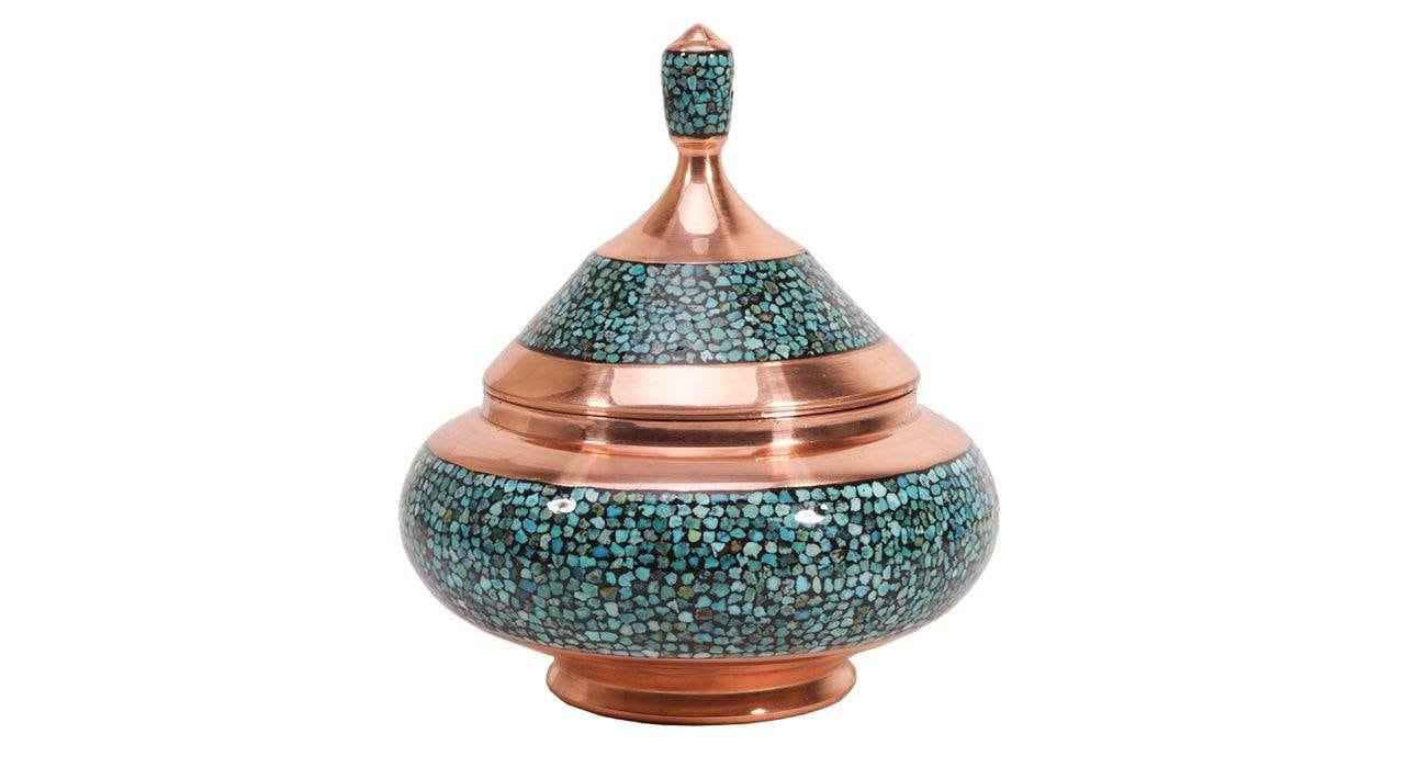 Persian Turquoise Handicraft Copper Container Model 130,Turquoise neyshaboor,Turquoise mashhad,Turquoise isfhan