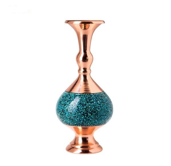 Iranian Turquoise Handicraft Copper Pot Model Gilasi 27 CM Height,Turquoise stone,Turquoise handicrafts,Turquoise handicraft