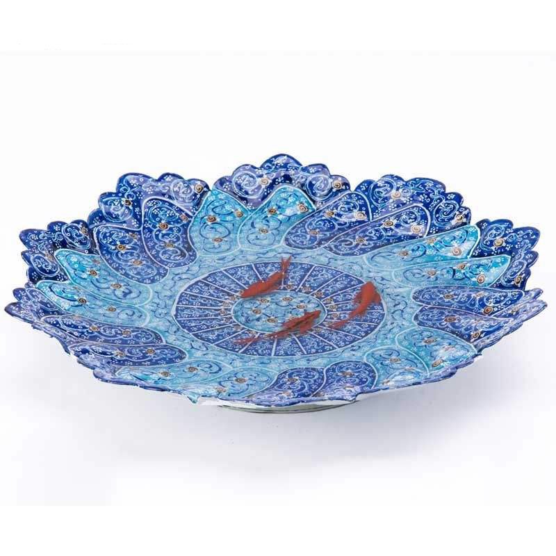 Iranian Enamel Handicraft Dish Mahi 3D Design,persian enamel,enamel of plate,persian enamel shop