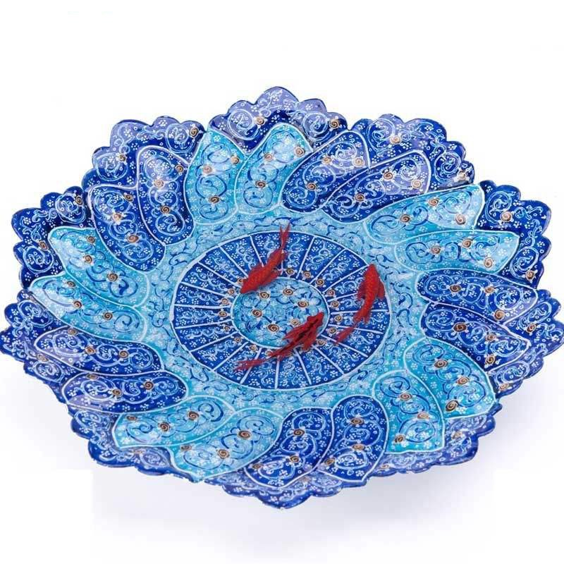 Iranian Enamel Handicraft Dish Mahi 3D Design,persian enamel,enamel of plate,persian enamel shop