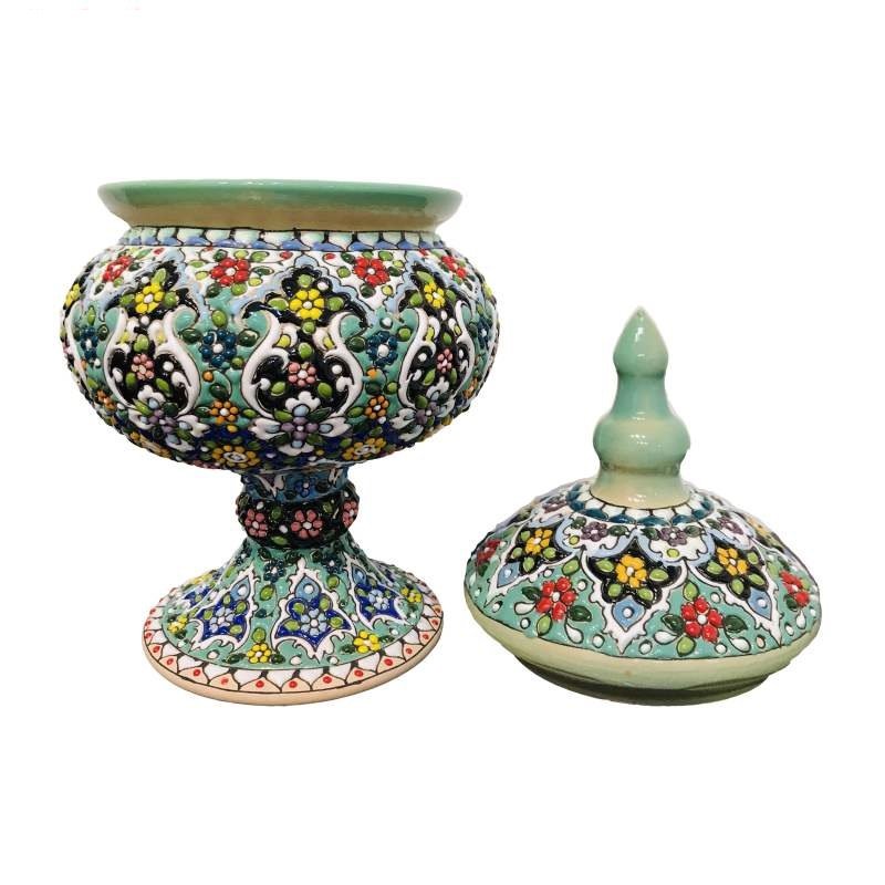 Iranian Enamel Handicraft Container Angel Design,iran enamel,traditional art,persian traditonal art,iranian traditional art