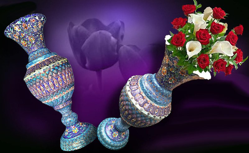 Iranian Enamel Handicraft Pot Sarv Chaman Design,traditional art,persian traditonal art,iranian traditional art