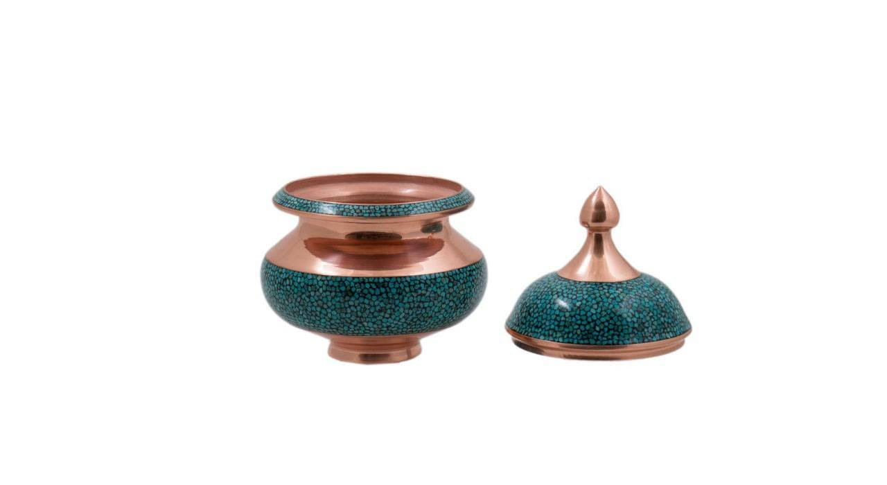 Iranian Turquoise Handicraft Copper Container 18 CM Height Code 2,Turquoise handicrafts,Turquoise handicraft