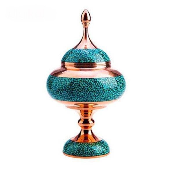 Iranian Turquoise Handicraft Copper Container Model 008,Turquoise jar,Turquoise plate,Turquoise miror,Turquoise decoration,Turquoise,iranian Turquoise,persian Turquoise