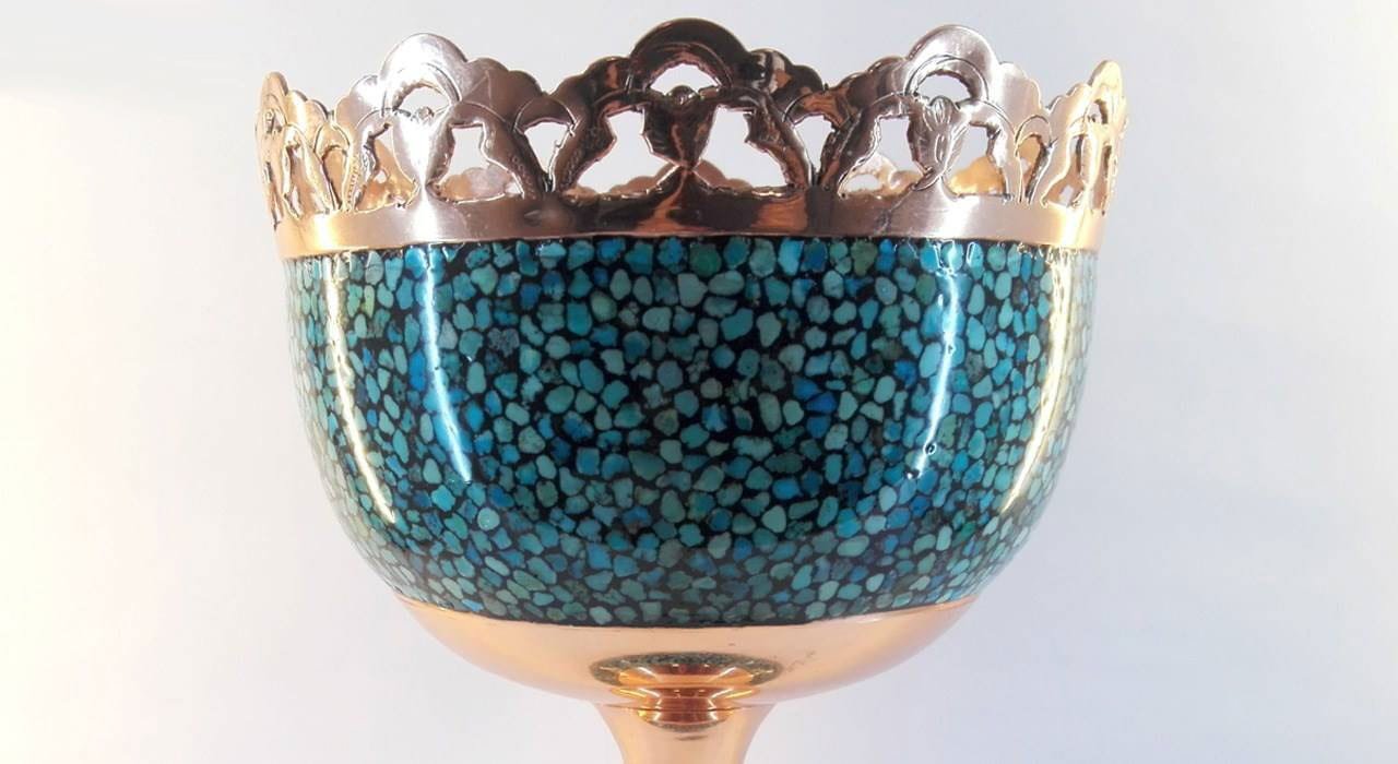 Persian Turquoise Handicraft Copper Bowl 21 CM Height,Turquoise shop,Turquoise eshop,Turquoise price