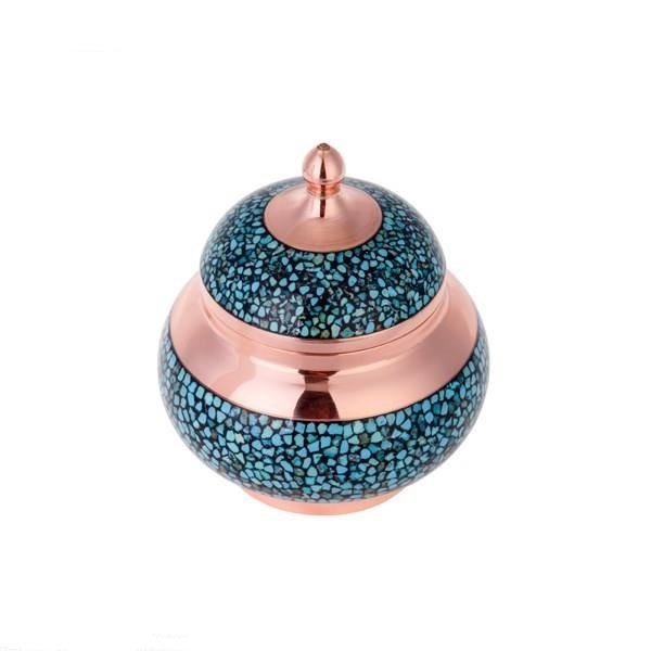 Persian Turquoise Handicraft Copper Container 13 CM Height,Turquoise mashhad,Turquoise isfhan ,neyshabor Turquoise