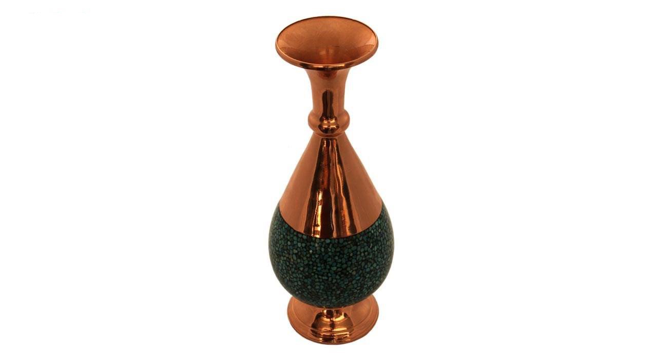 Persian Turquoise Handicraft Copper Pot 26 CM Height Model MFZ5,persian Turquoise,iran Turquoise,blue Turquoise