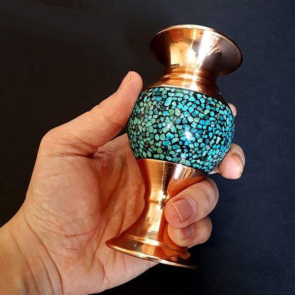 Persian Turquoise Handicraft Copper Pot Model 3644,Turquoise decoration,Turquoise,iranian Turquoise