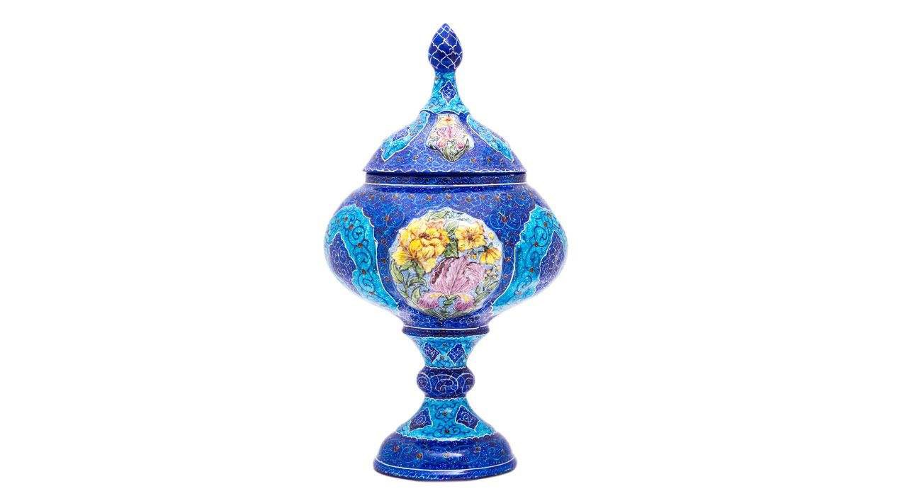 Iranian Enamel Handicraft Container Model 102-13-47,persian enamel shop,art dishes,art plates,persian pots,enamel handicrafts