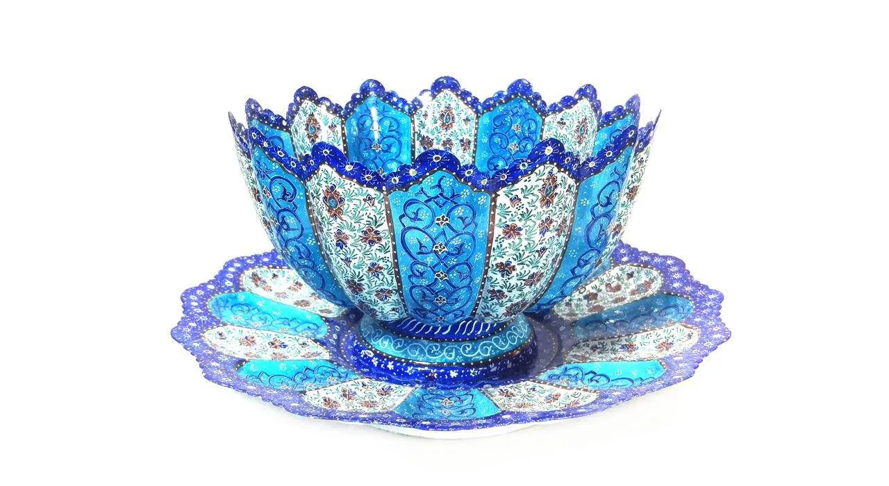 Persian Enamel Handicraft Dish And Bowl Model 709,persian art shop,art shop iran,buy handicrafts from iran,iran enamel