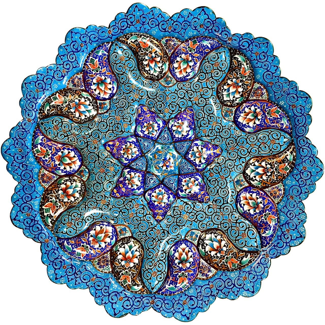 Iranian Enamel Handicraft Dish Setareh Abi Design,traditional art,persian traditonal art,iranian traditional art,shopping iranian handicrafts