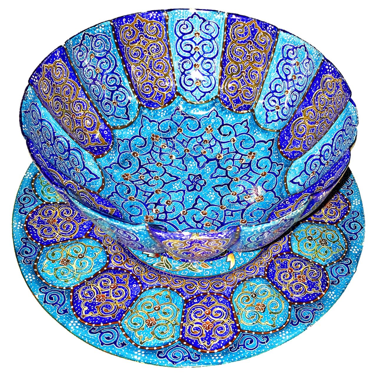 Iranian Enamel Handicraft Bowl And Dish Gonbad Mina Design,iran enamel,traditional art,persian traditonal art,iranian traditional art