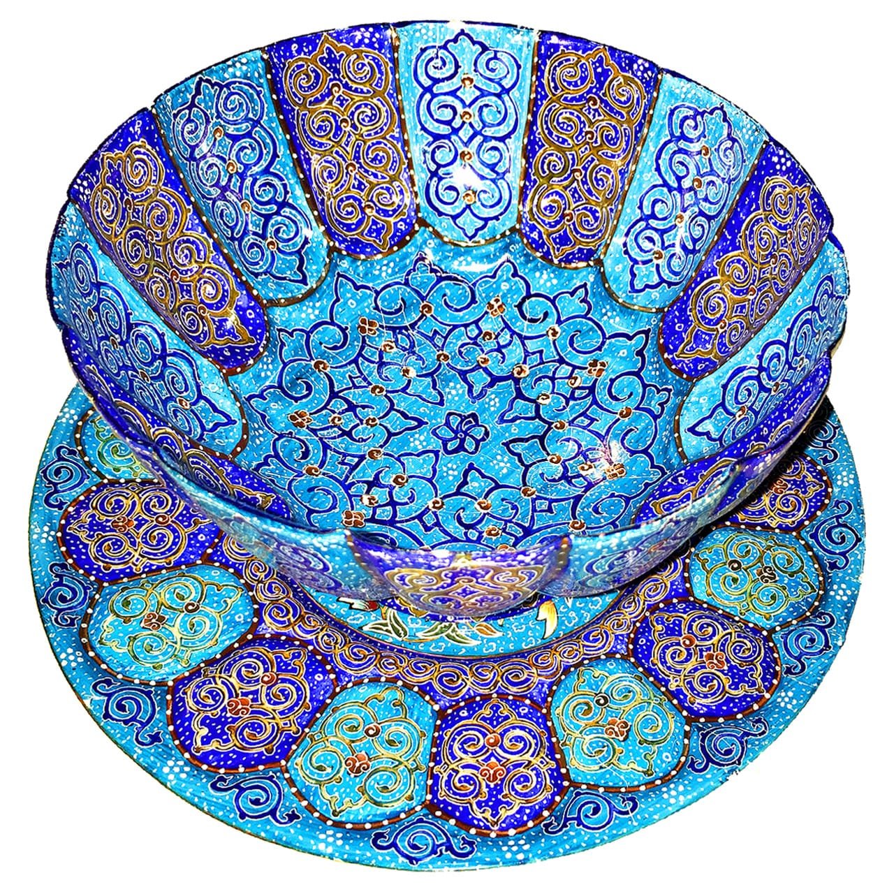 Iranian Enamel Handicraft Bowl And Dish Gonbad Mina Design,iran enamel,traditional art,persian traditonal art,iranian traditional art