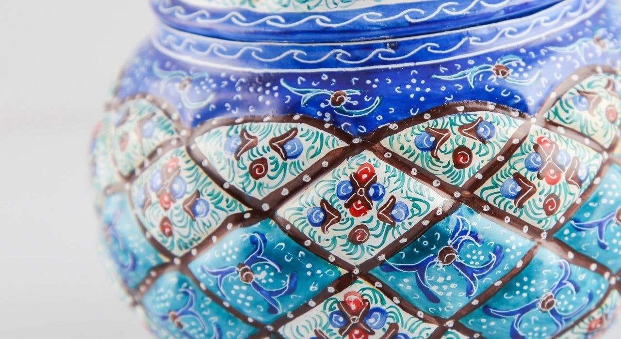 Enamel Handicraft Copper Container Barjasteh Design,price of enamel plate,prices of enamel jar,prices of enamel pot