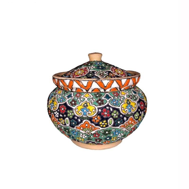 Iranian Enamel Handicraft Pottery Container Model RST-101,iranian art,persian art shop,art shop iran
