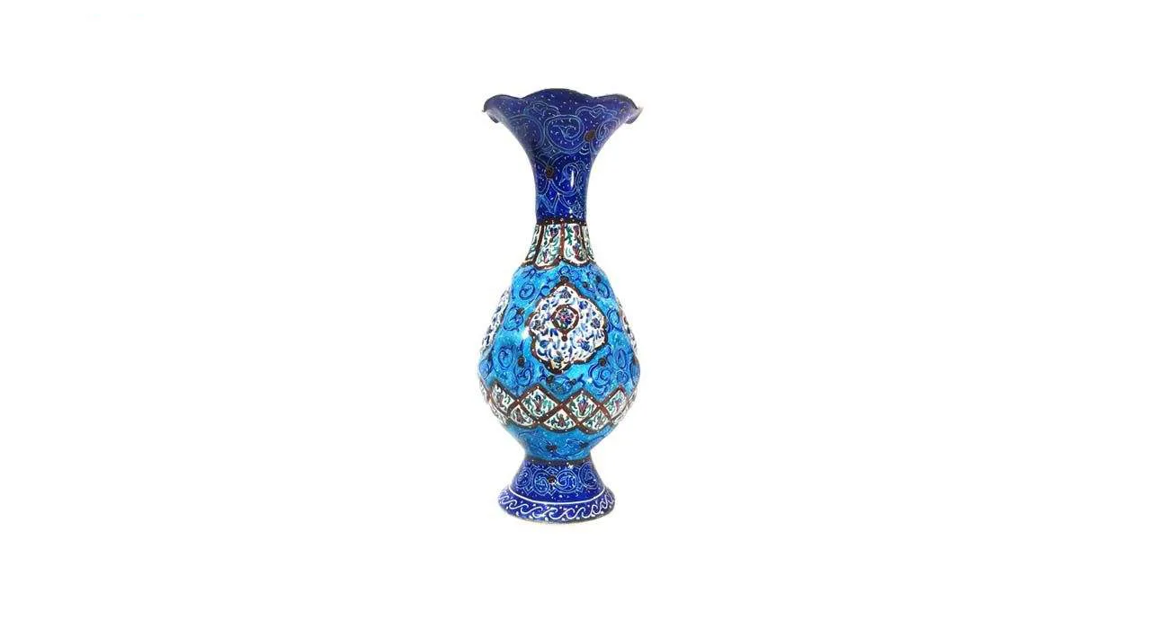 Iranian Enamel Handicraft Pot Eslimi Khatae Design 15 CM Height,enamel plate,plate of enamel,persian enamel