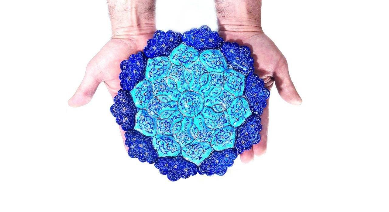 Persian Enamel Handicraft Dish Nilgoun Design,persian enamel,blue enamel,dish enamel