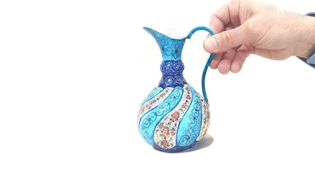 Iranian Enamel Handicraft Jug 15 CM Height,art plates,persian pots,enamel handicrafts