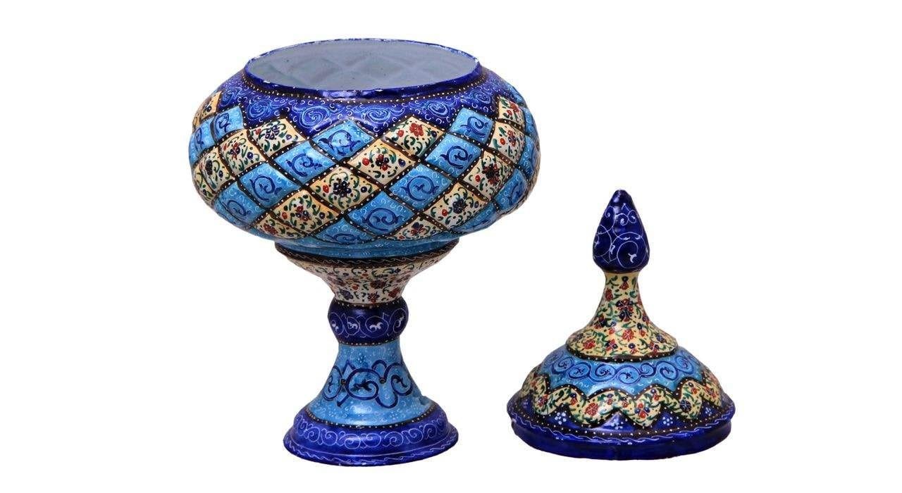 Enamel Handicraft Copper Container Model 10146-24,buy decoration plates,but decoration dishes, émail bleu, artisanat