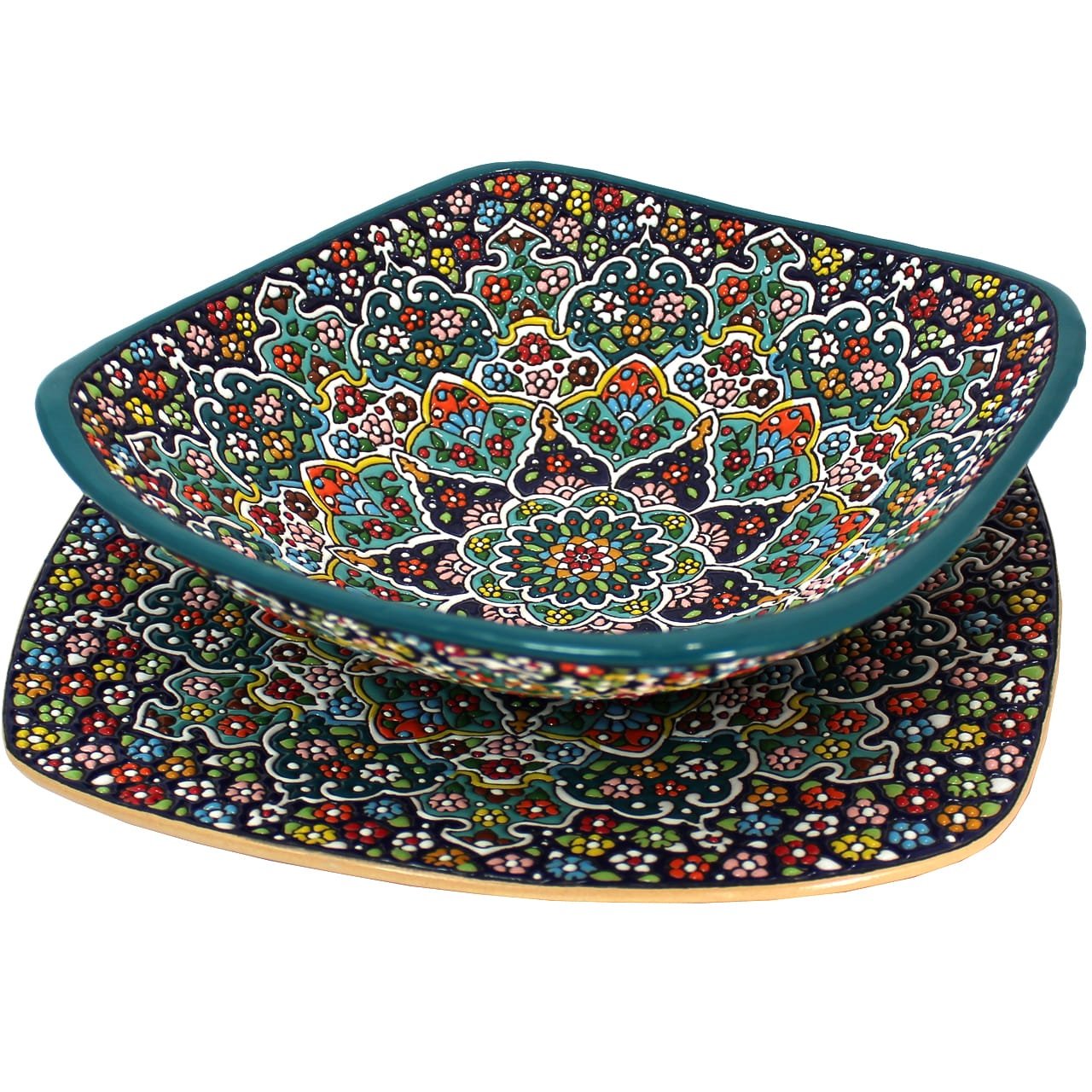 Iranian Enamel Handicraft Bowl And Dish Collection Model 13-05,plate of enamel,persian enamel,enamel of plate,persian enamel shop,art dishes,art plates