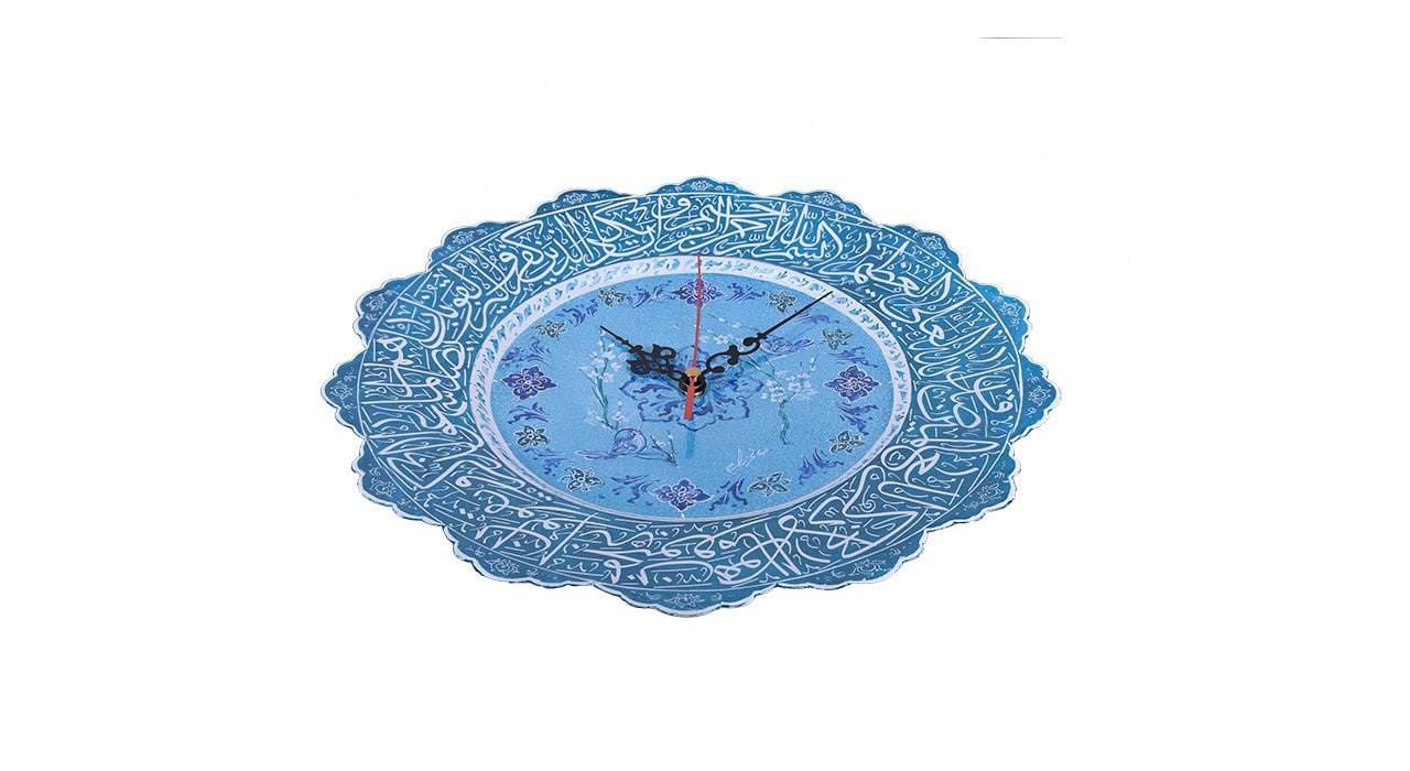 Persian Enamel Handicraft Clock Khatati Design,shopping iranian handicrafts,persian enamel,blue enamel,dish enamel,enamel plate