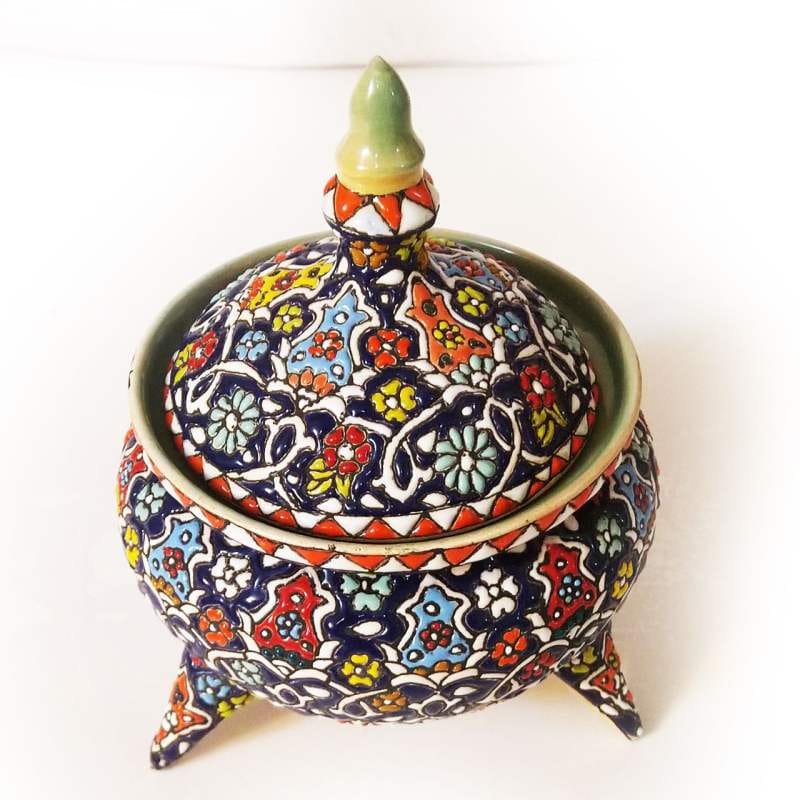 Persian Enamel Handicraft Container Model M211,shopping iranian handicrafts,persian enamel,blue enamel