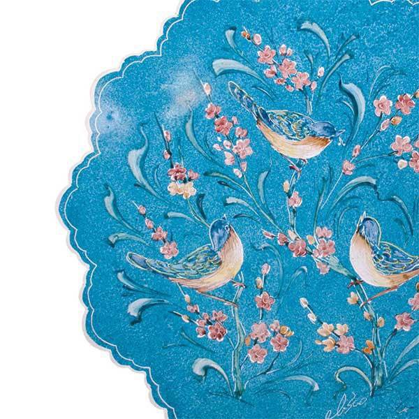 Persian Enamel Handicraft Dish Gol And Morgh Design Large Size,persian art shop,art shop iran,buy handicrafts from iran,iran enamel,traditional art