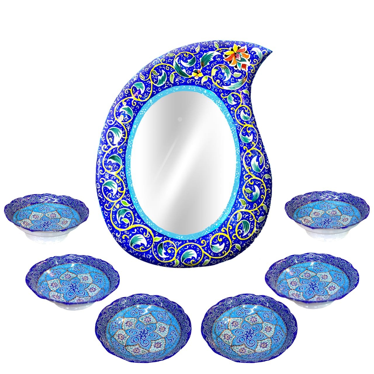 Persian Enamel Handicraft Dishes Set Model SH-5,art shop iran,buy handicrafts from iran,iran enamel,traditional art,persian traditonal art