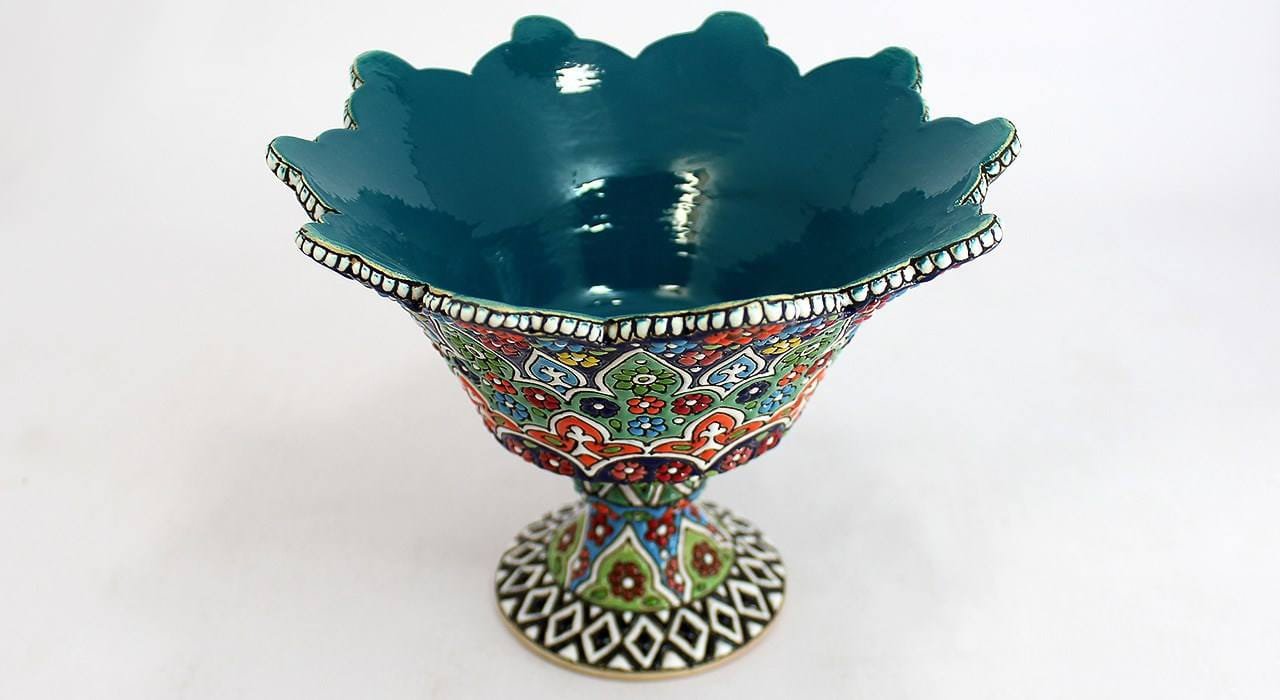 Persian Enamel Handicraft Pottery Bowl Hashti Model,enamel of plate,persian enamel shop,art dishes,art plates