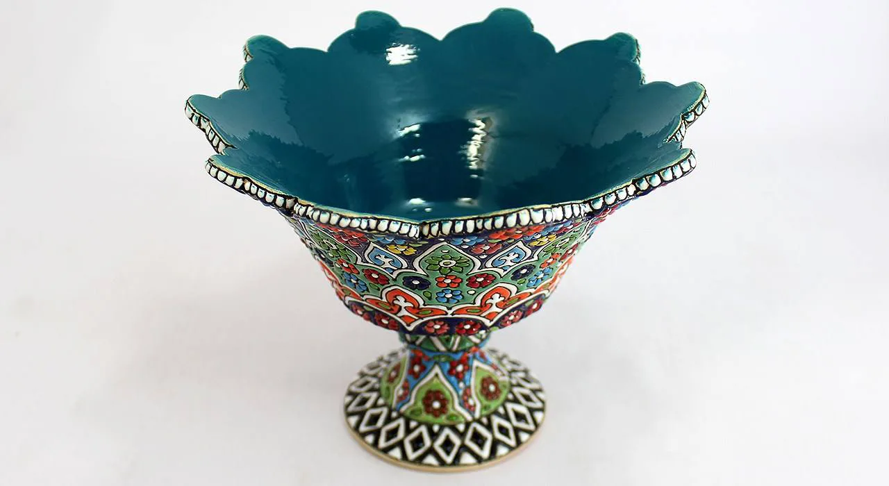 Persian Enamel Handicraft Pottery Bowl Hashti Model,enamel of plate,persian enamel shop,art dishes,art plates