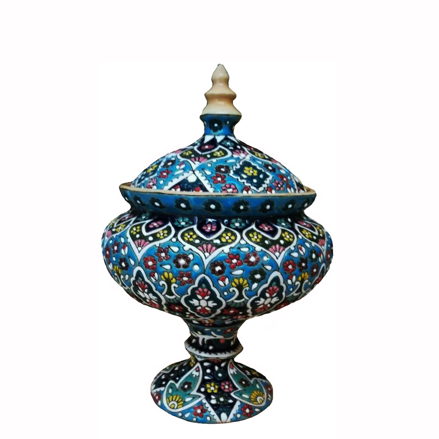 Persian Enamel Handicraft Pottery Container Toranj Model,persian enamel,blue enamel,dish enamel,enamel plate
