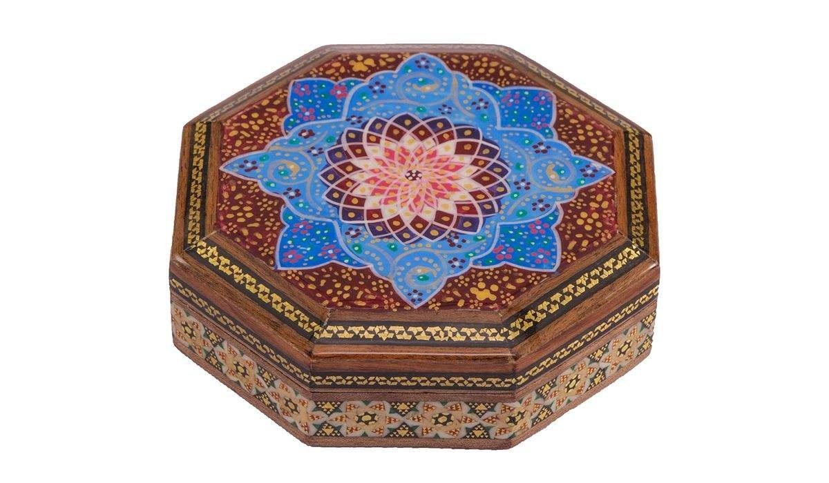 Khatam incrusté boîte à bijoux modèle 535, iran khatam, khatam persan, boîte khatam