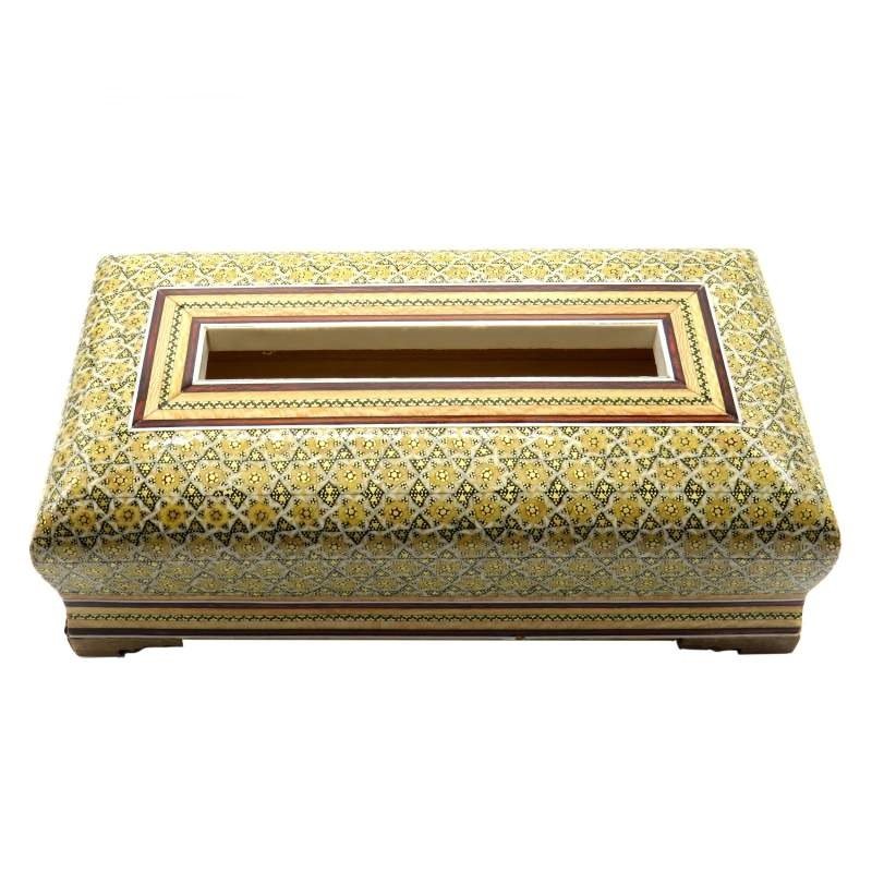 Caja de pañuelos con incrustaciones de Khatam Modelo KL-01A, caja con incrustaciones de Khatam, caja de pañuelos con incrustaciones de Khatam