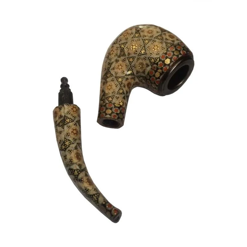 Pipe de tabac Khatam modèle S15, horloge incrustée de khatam, pipe incrustée de khatam, pipe de tabac incrustée de khatam