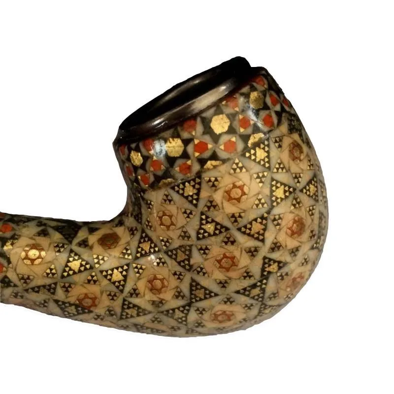 Pipe de tabac Khatam modèle S15, horloge incrustée de khatam, pipe incrustée de khatam, pipe de tabac incrustée de khatam