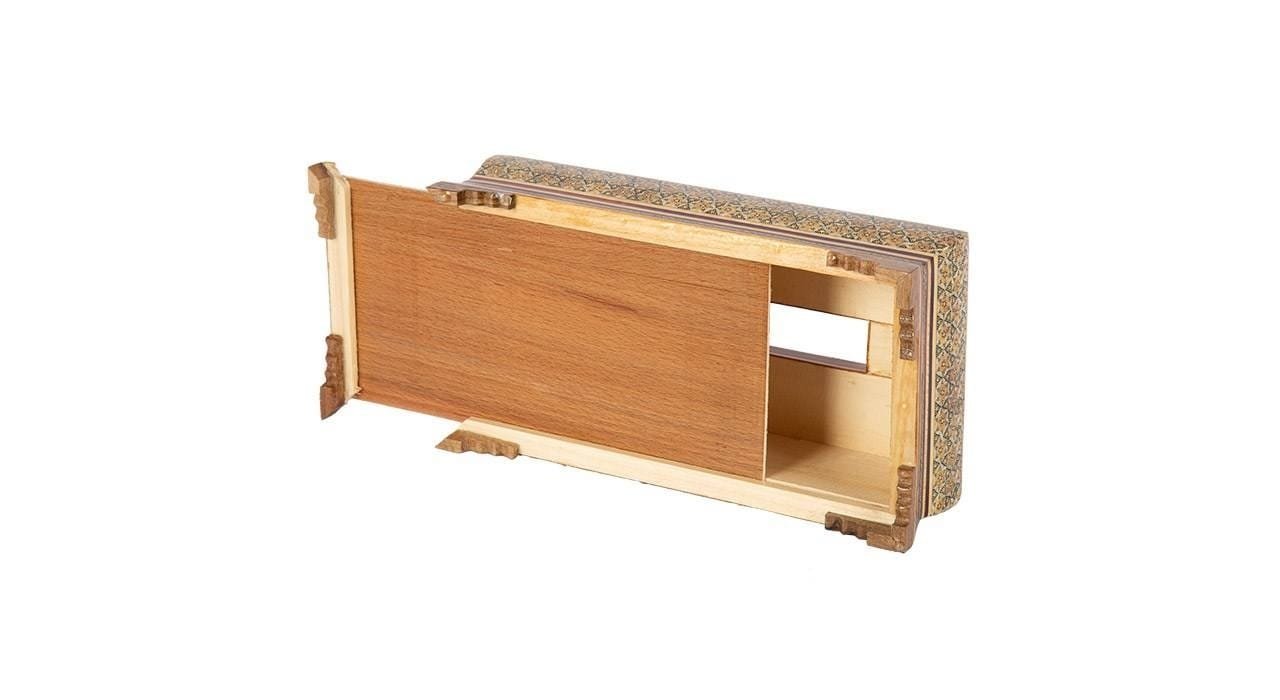 Caja de pañuelos Khatam Modelo Zomorod 236, caja de pañuelos, cajas hechas a mano con incrustaciones de Khatam, reloj hecho a mano con incrustaciones de Khatam