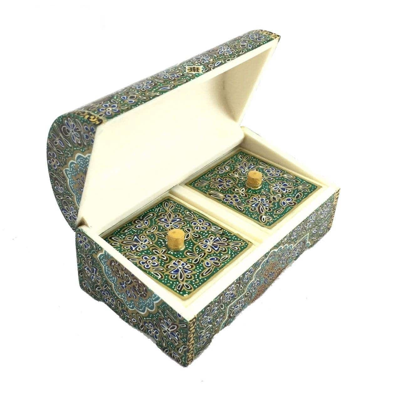 Jewelry box Bone Handicraft Model CB9green,iranian bone handicraft,persian handicraft,iranian handicraft