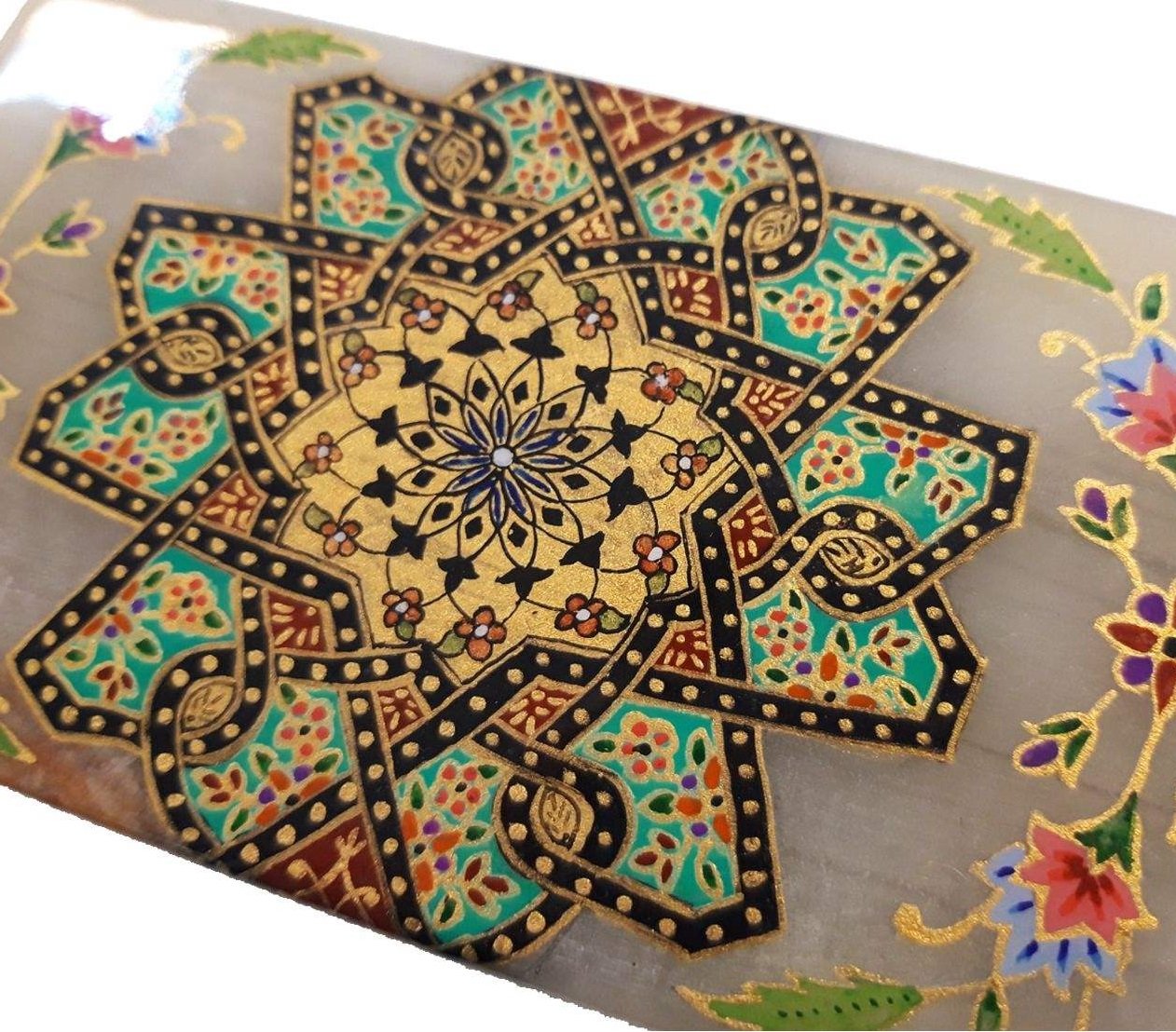 box stone handicraft Tazhib Design Model 127, شراء وعاء الحرف اليدوية, الحرف اليدوية الحجرية الإيرانية, الحرف اليدوية الفارسية