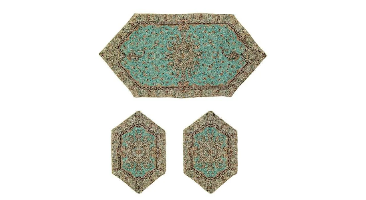 Handwoven Termeh set 3pcs tablecloth boteh jagheh model code 4,Handwoven Termeh tablecloth,termeh shop,buy terme
