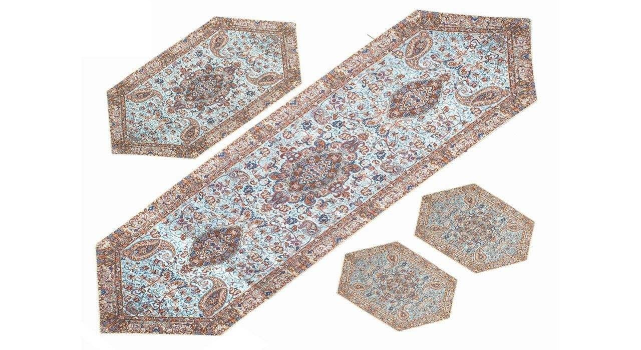 Handwoven Termeh seti 4 adet masa örtüsü modeli 104-12-5, Handwoven Termeh masa örtüsü, termeh dükkanı, termeh satın