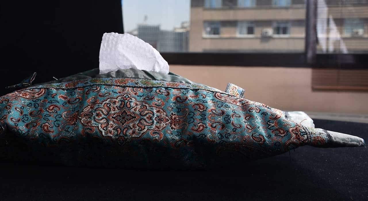 Handwoven Termeh tissue box model 32-30,Handwoven Termeh tissue box,termeh seller,termeh eshop