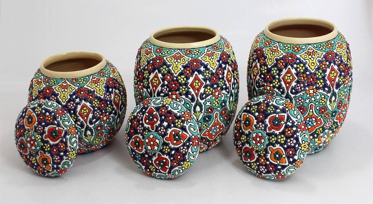 Håndlavet keramikcontainer minakary design 3 stk, håndlavet keramikcontainer, lerhåndværk, ler ting