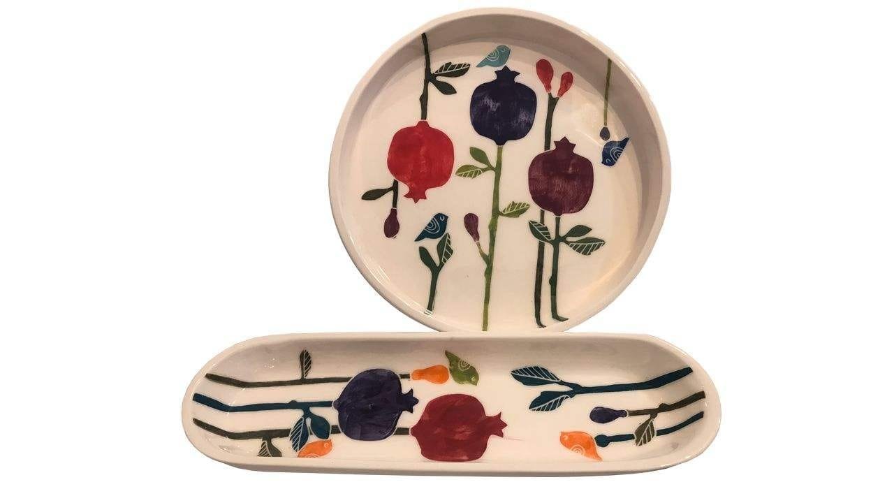 Handmade ceramic tray anar model 3PAM Collection 2 pcs,Handmade ceramic tray,buy pottery handicrafts,buy pottery things