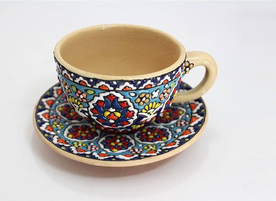 Handmade Pottery Tea Set Enamels design code 06-113 Collection 9 pcs,Handmade Pottery Tea Set,handicrafts clay pot,clay