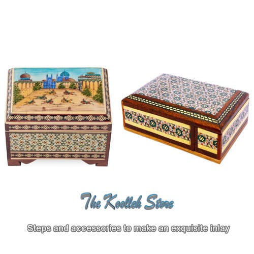 Steps and accessories to make an exquisite inlay , Making an exquisite inlay, Khatam products, Khatam art, Khatam