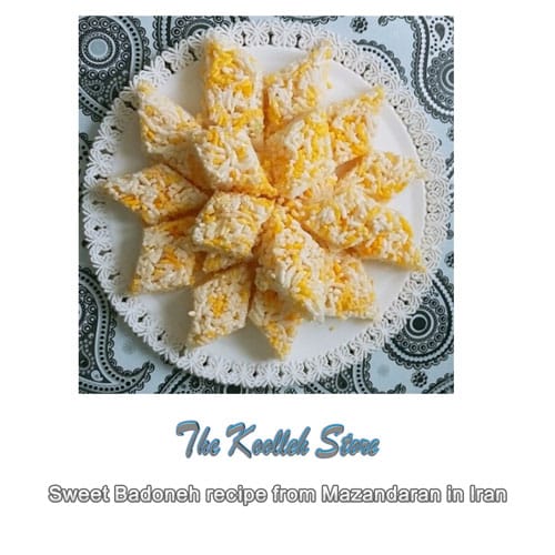Sweet Badoneh recipe from Mazandaran in Iran, Cooking, how to prepare local food, how to prepare stew, stew, local persian bread, local persian dessert, kuku local persian