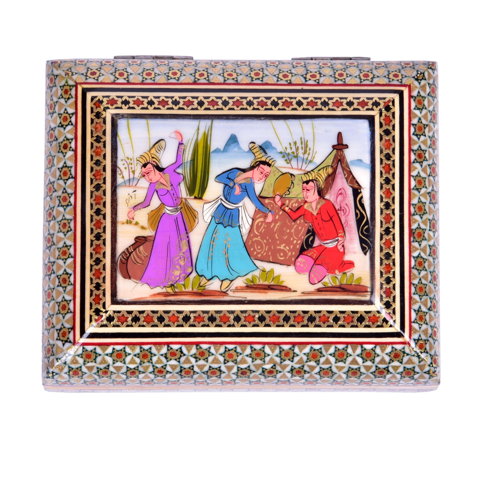 Khatam Jewelry box majlesi Design code TM1210, Khatam Jewelry box majlesi Design, Inlaid, Khatam Jewelry box