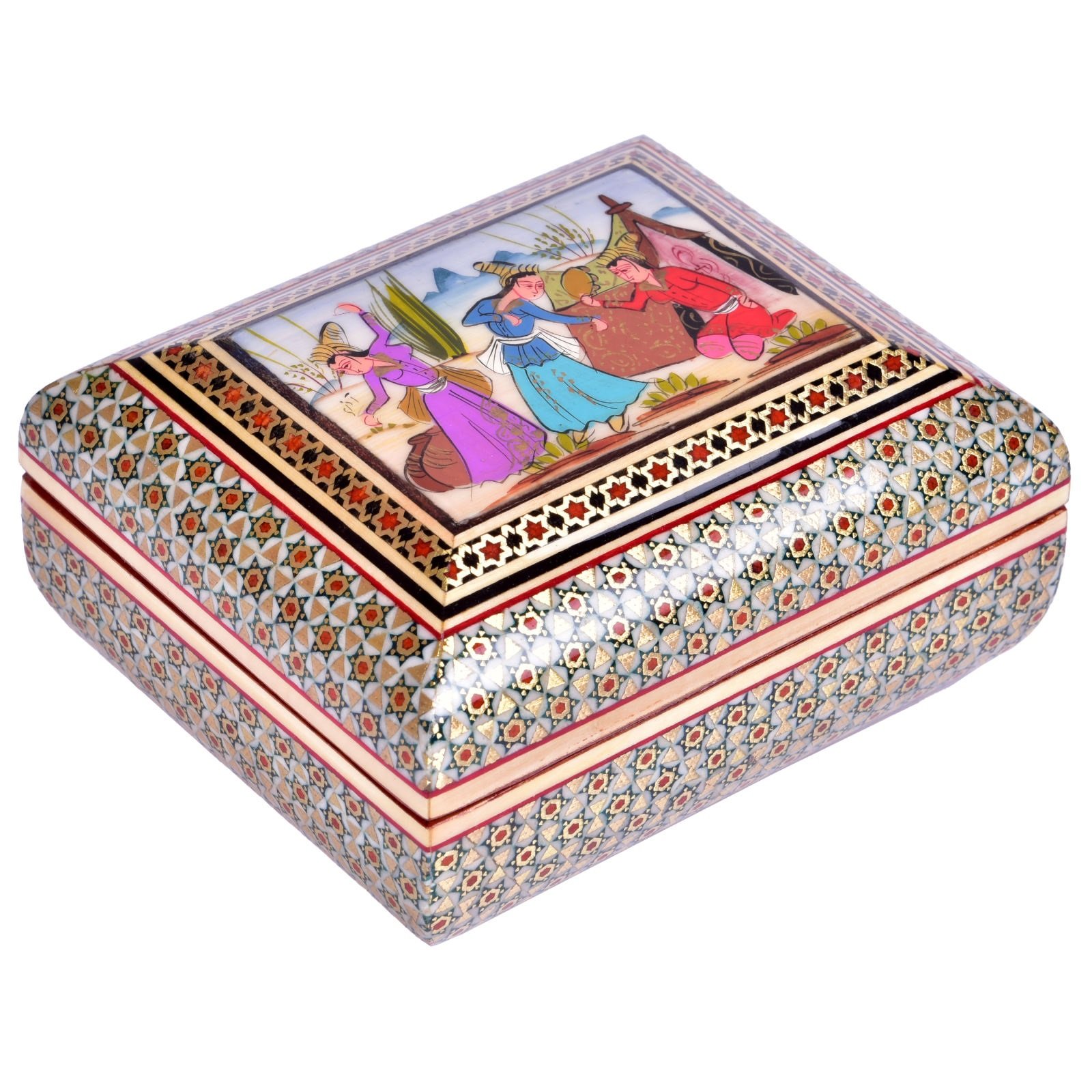 Khatam Jewelry box majlesi Design code TM1210, Khatam Jewelry box majlesi Design, Inlaid, Khatam Jewelry box